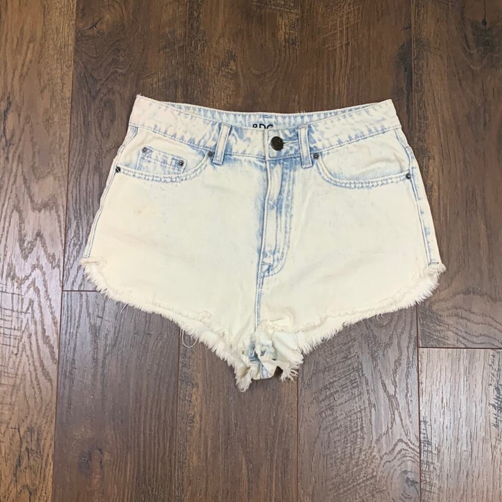 BDG Sooner High Rise Dolphin Light Wash Cutoff Jean Shorts